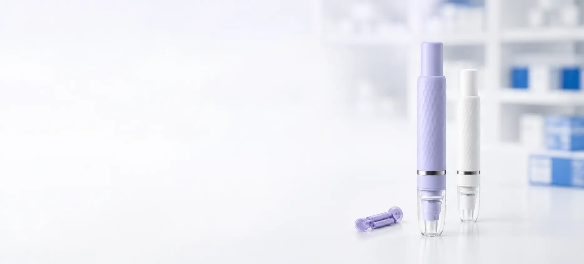 Purple and white reusable lancing devices for wholesale diabetes care supply