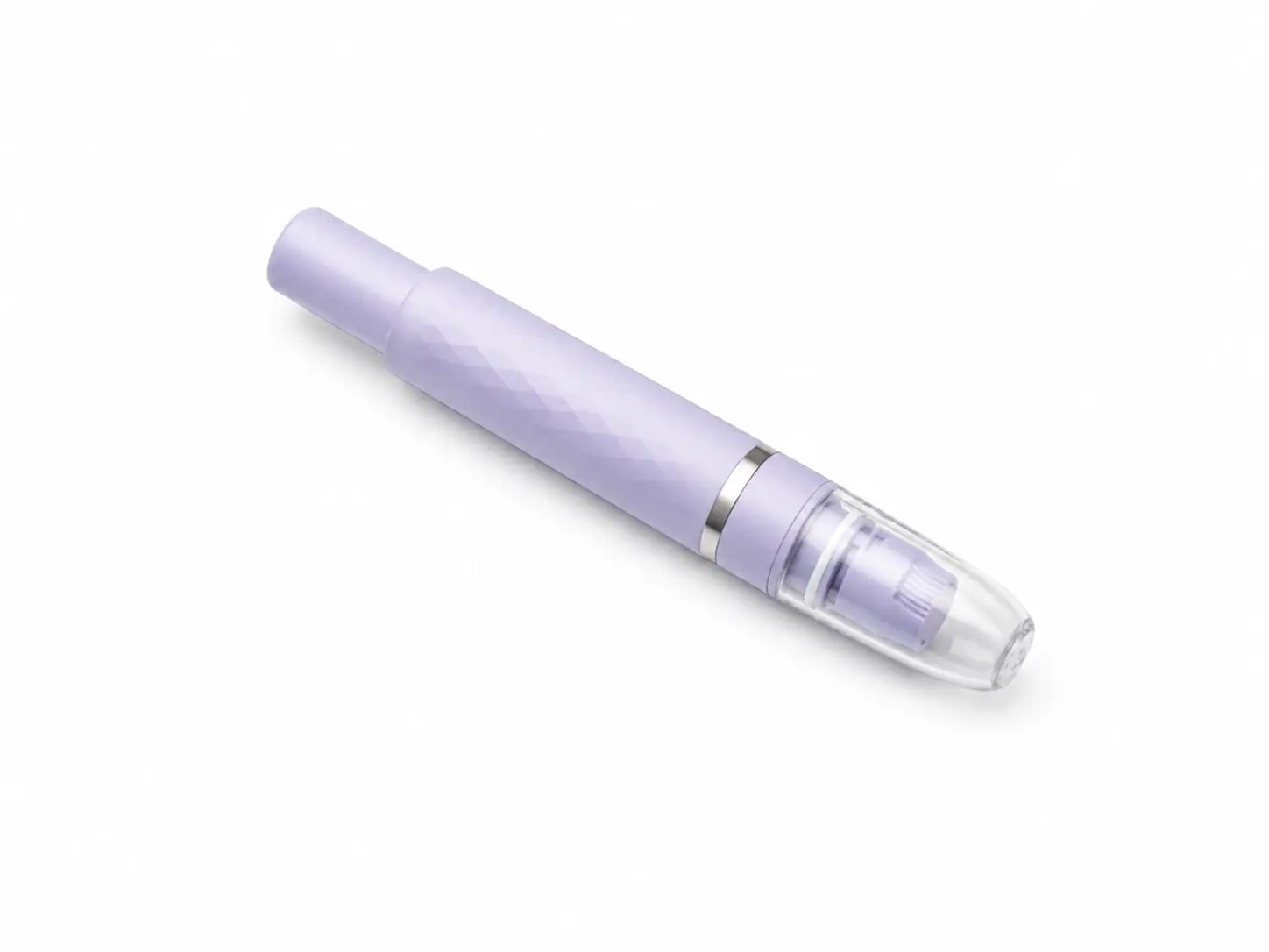 Purple reusable lancing device model for blood glucose testing